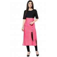Vatsla Enterprise Women's Cotton Kurti (VFBAwestern-designer_Pink and Black_f)